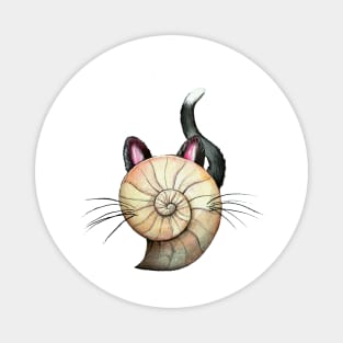 Ammonite Fossil Halloween Cat Magnet